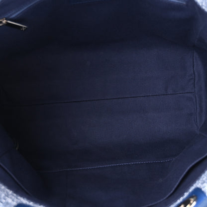 Chanel Woven Straw Raffia Small Deauville Tote Blue 5 of 10
