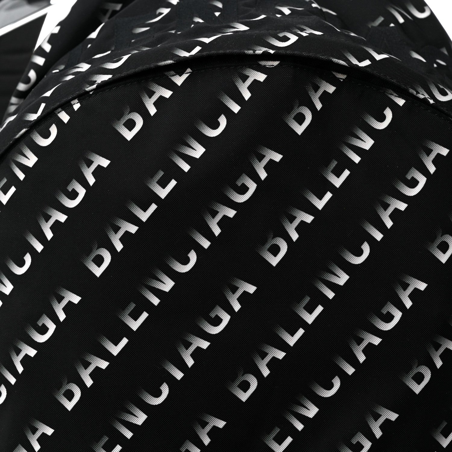 Balenciaga Recycled Sport Nylon Allover Gradient Logo Wheel Backpack Black White 7 of 9