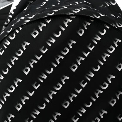 Balenciaga Recycled Sport Nylon Allover Gradient Logo Wheel Backpack Black White 7 of 9