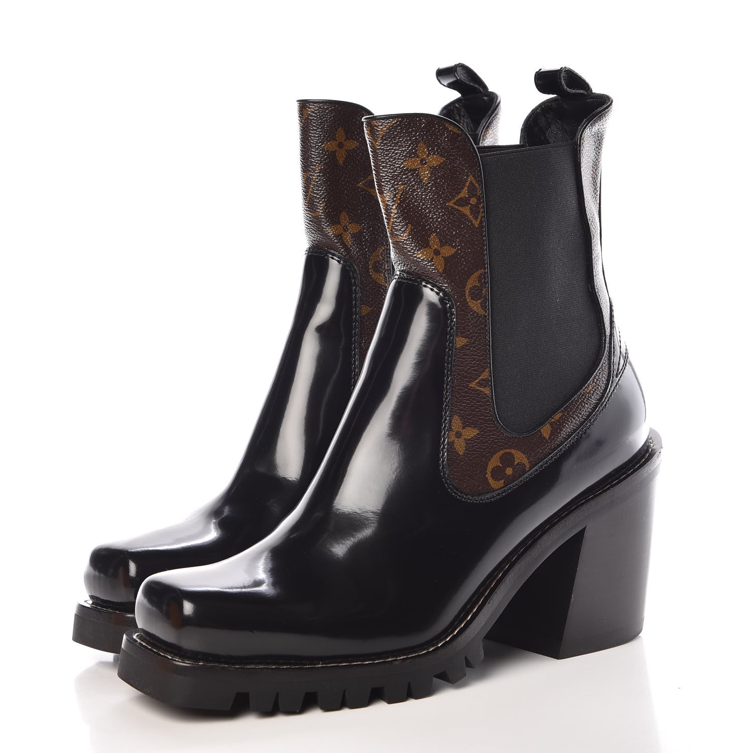 Louis Vuitton Patent Monogram Limitless Ankle Boots 41 Black 3 of 9