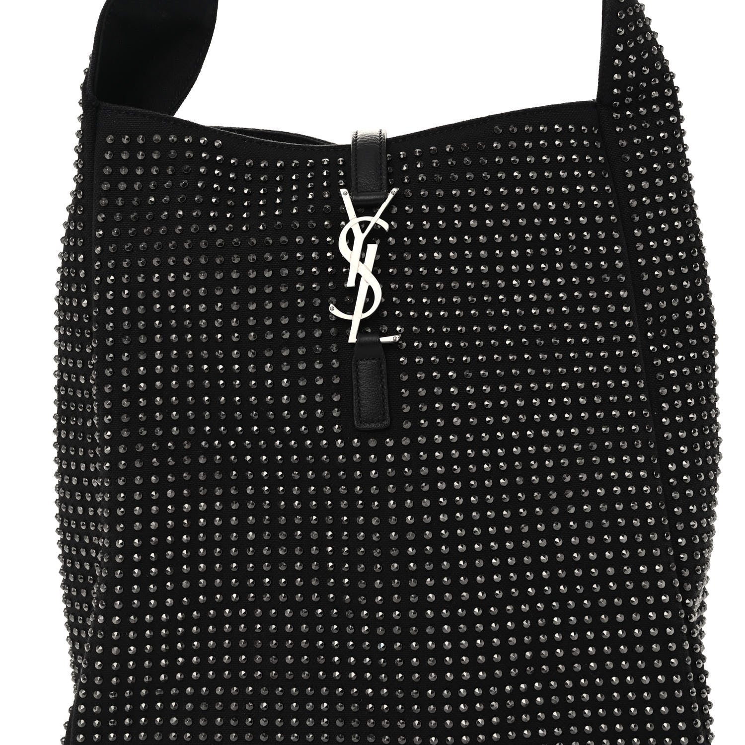 Saint Laurent Cotton Studded Le 5 A 7 Soft Hobo Black 7 of 10