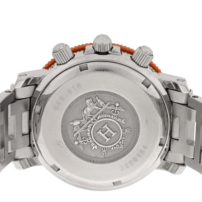 Hermes Stainless Steel 39mm Clipper Chronograph Quartz Watch Orange 4 of 5