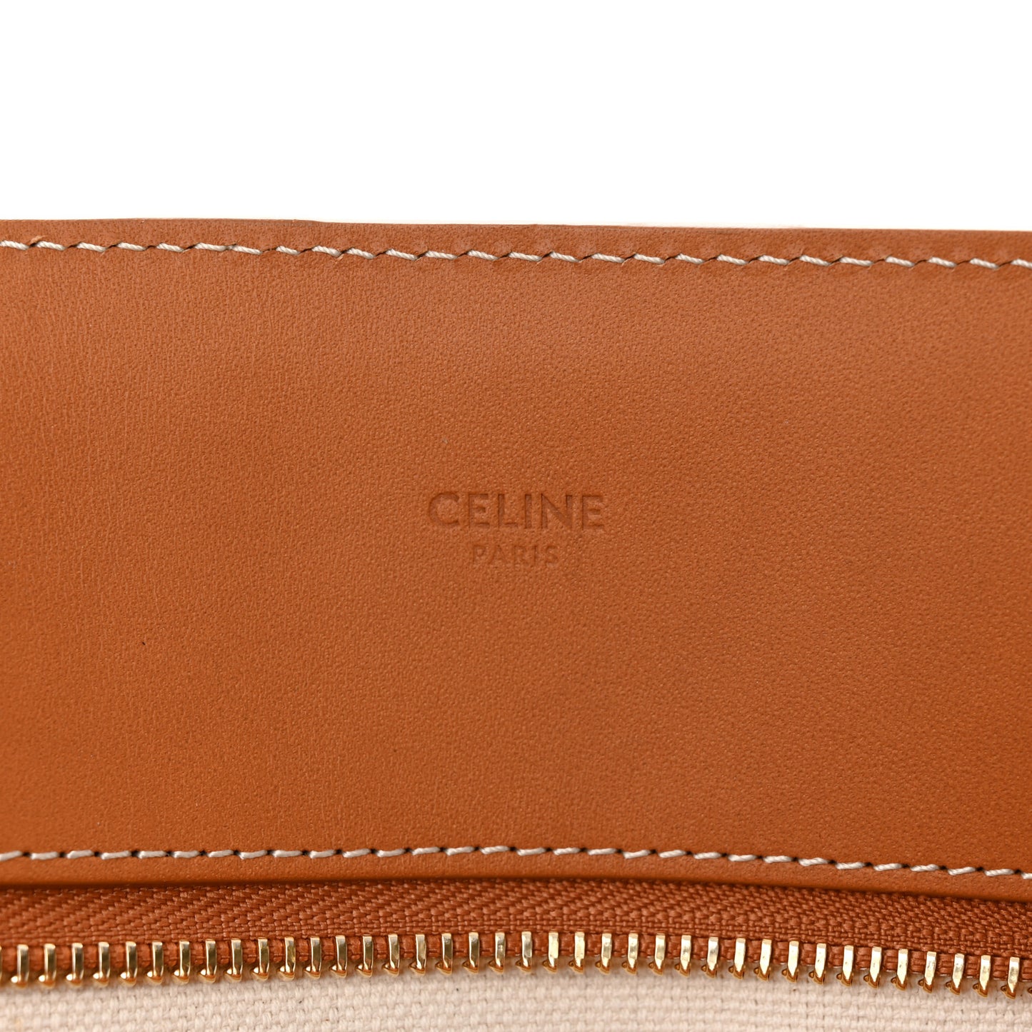 Canvas Calfskin Logo Print Vertical Cabas Natural Tan