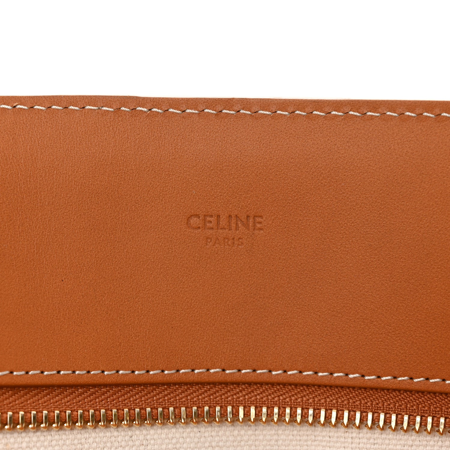 Celine Canvas Calfskin Logo Print Vertical Cabas Natural Tan 6 of 10