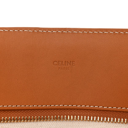 Celine Canvas Calfskin Logo Print Vertical Cabas Natural Tan 6 of 10