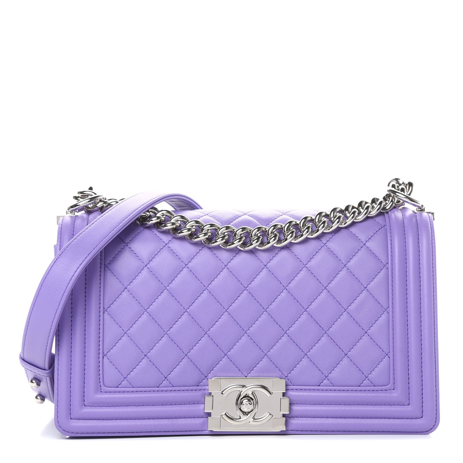 Chanel Calfskin Quilted Medium Boy Flap Purple 1 of 12