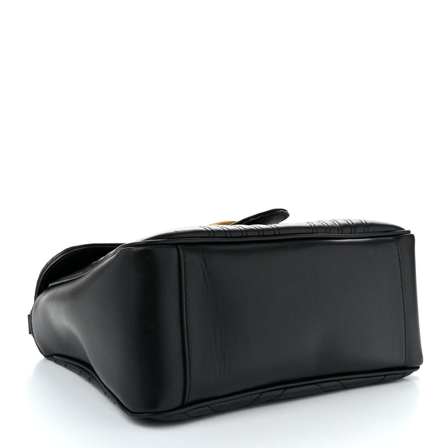 Calfskin Matelasse Small GG Marmont Top Handle Shoulder Bag Black