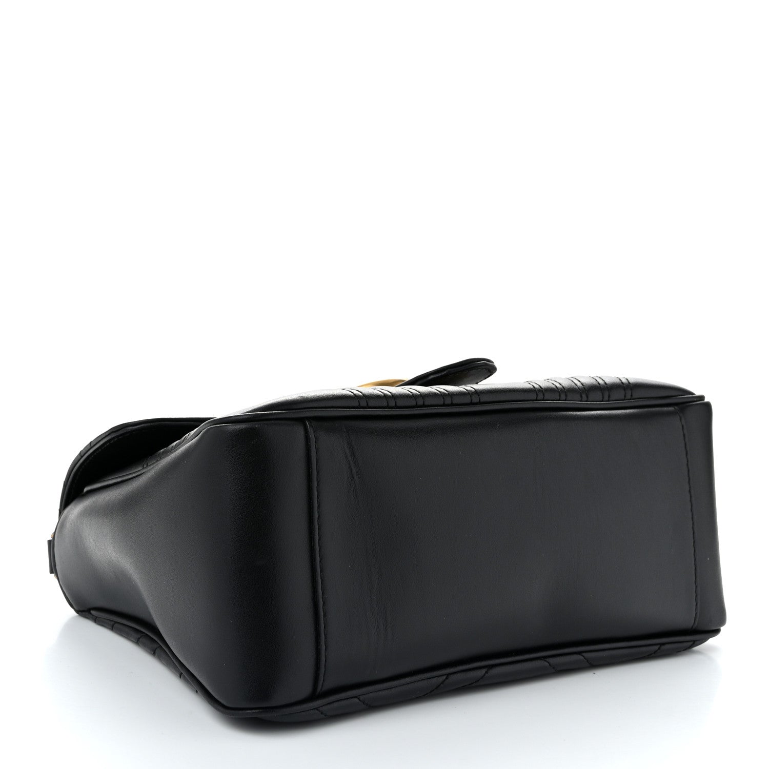 Gucci Calfskin Matelasse Small GG Marmont Top Handle Shoulder Bag Black 4 of 10