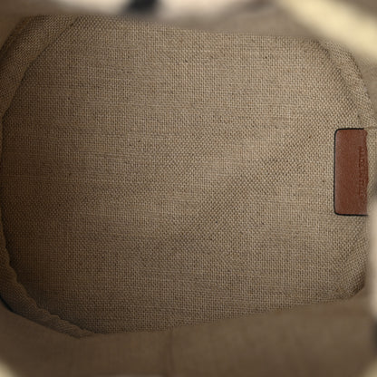 Celine Canvas Drawstring Logo Bucket Bag White Black 5 of 9