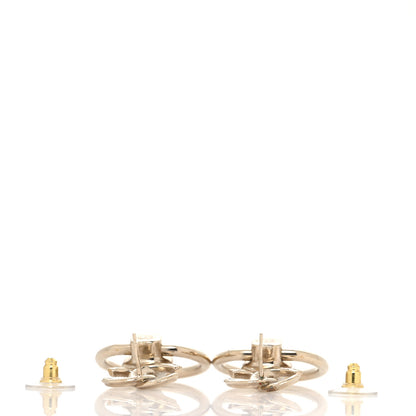 Chanel Metal Pearl CC Hoop Drop Earrings Gold 3 of 4