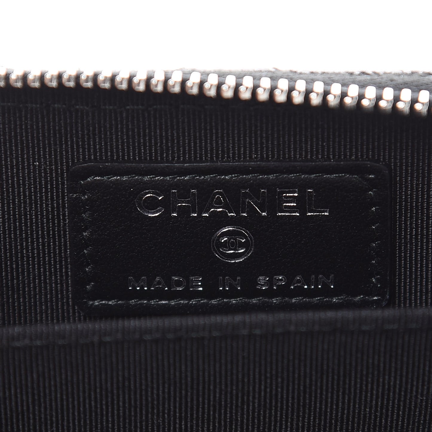 Metallic Caviar Quilted Zip Coin Purse Black