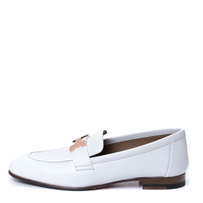 Hermes Calfskin Womens Paris Loafers 35 White 1 of 9