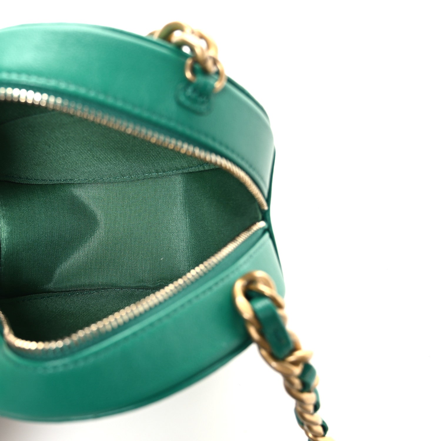 Chanel Lambskin Quilted Chanel 19 Round Clutch With Chain Green 5 of 10