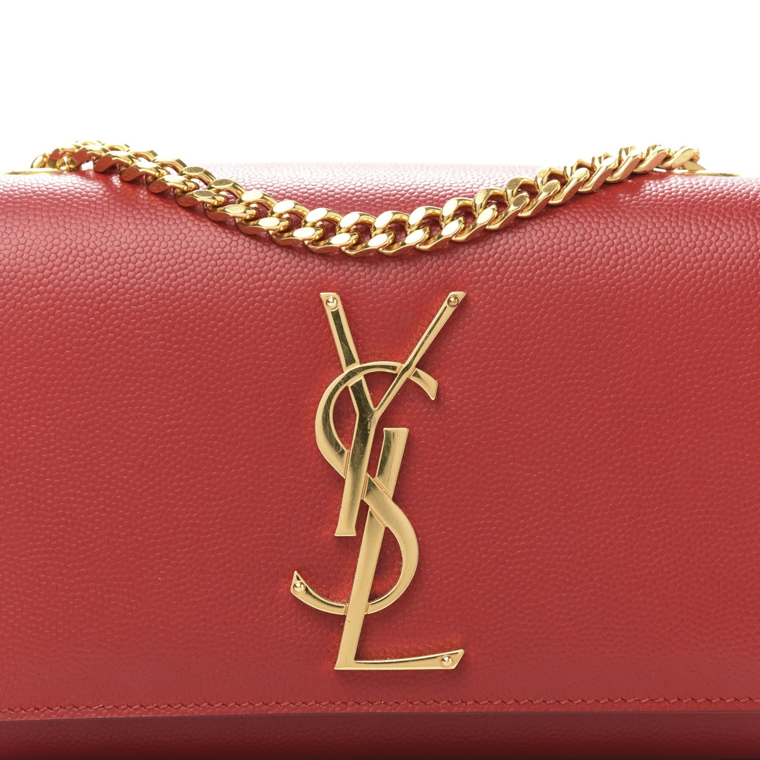 Saint Laurent Grain De Poudre Small Monogram Kate Satchel Red 12 of 12