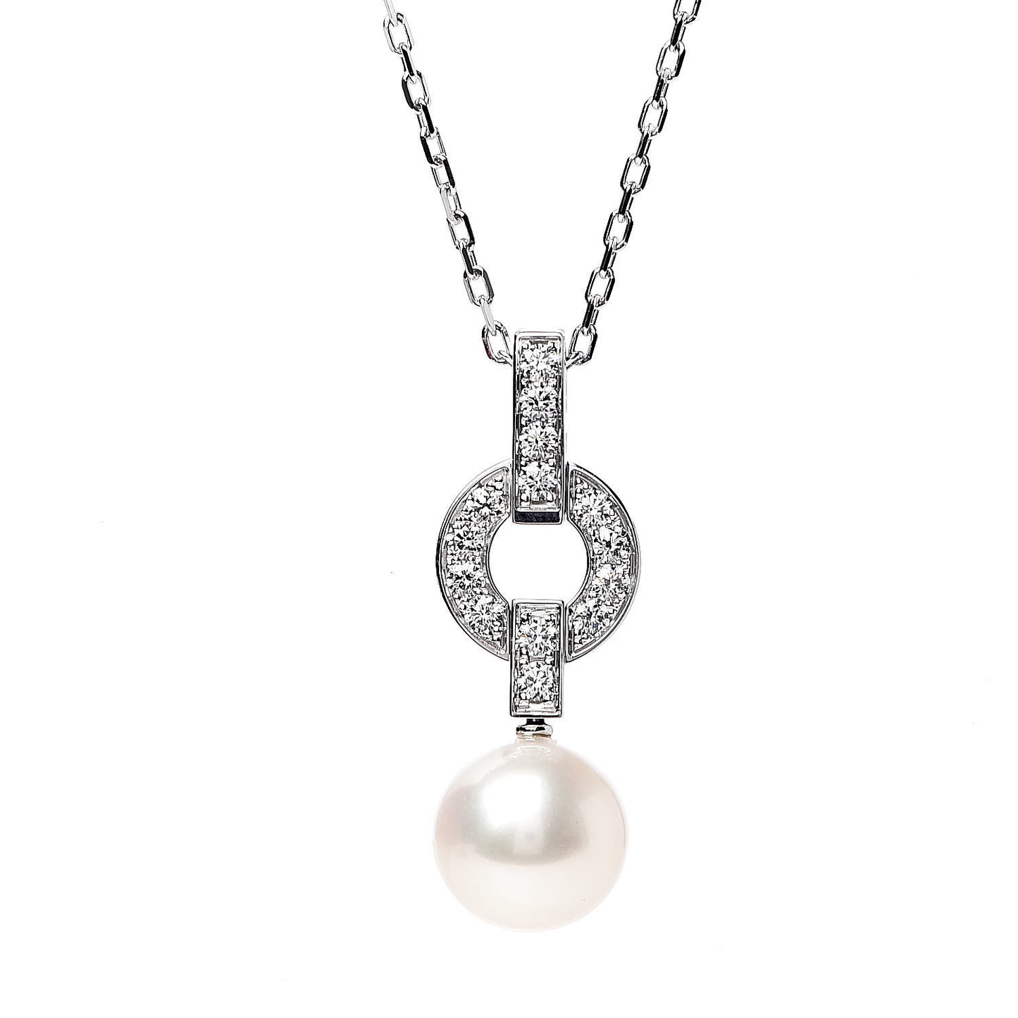 18K White Gold Diamond Pearl Himalia Pendant Necklace
