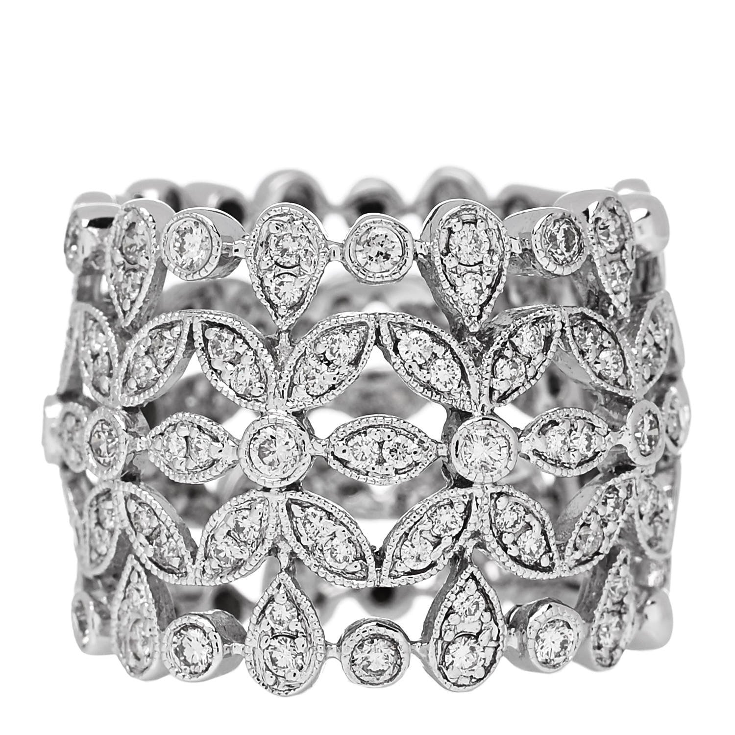 Parker & West by FASHIONPHILE 18K White Gold Diamond 1.23ctw Floral Ring  54 7 3 of 10
