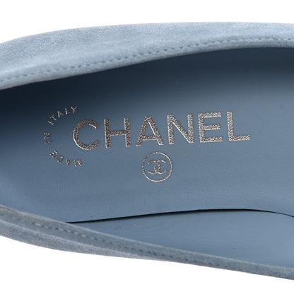 Chanel Suede Cap Toe Camellia Ballerina Flats 36.5 Light Blue 8 of 10