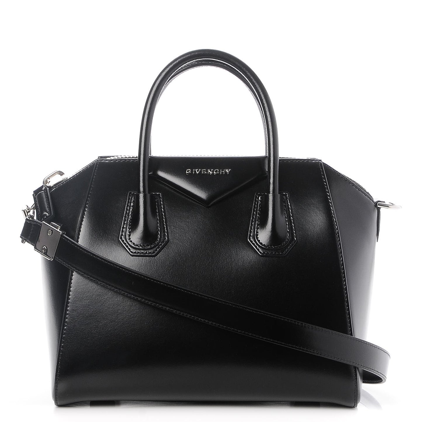 Shiny Lord Calfskin Small Antigona Black