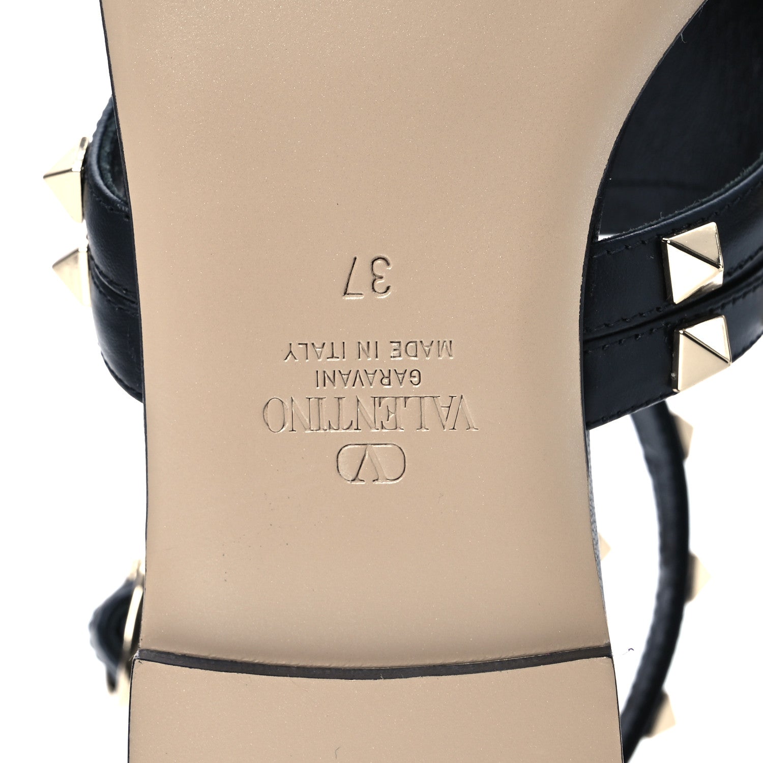 Valentino Garavani Calfskin Rockstud Ankle Wrap Flat Thong Sandals 37 Black 8 of 10