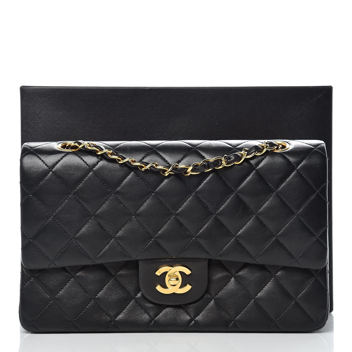 Chanel Lambskin Quilted Medium Double Flap Black 11 of 11