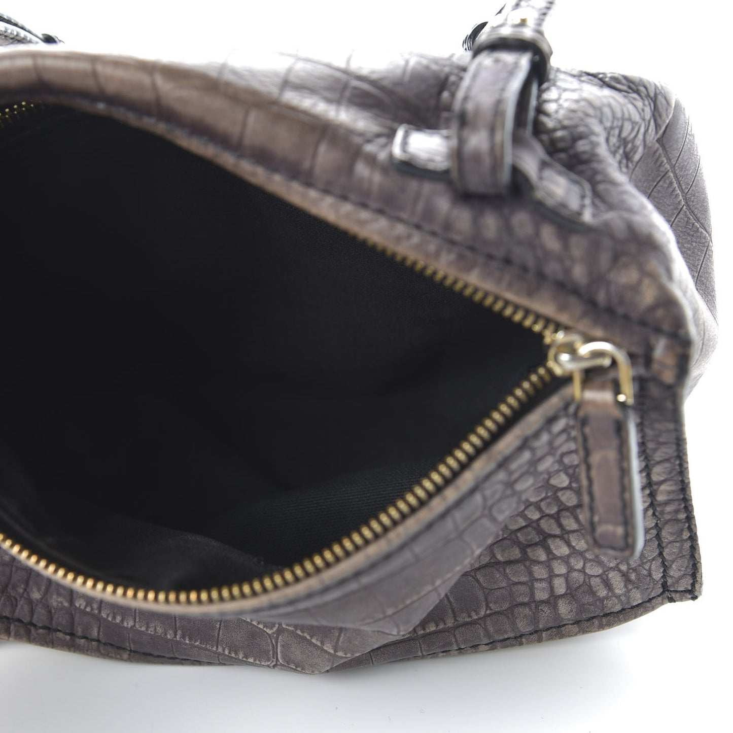 Calfskin Crocodile Embossed Mini Pandora Grey