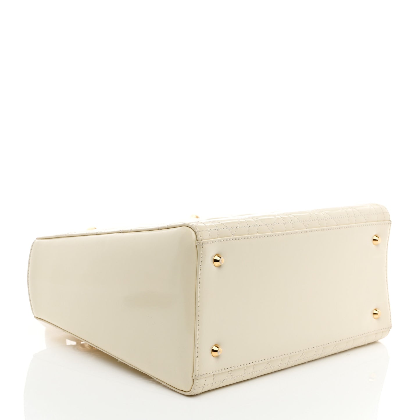 Glazed Calfskin Cannage Medium Lady Dior White