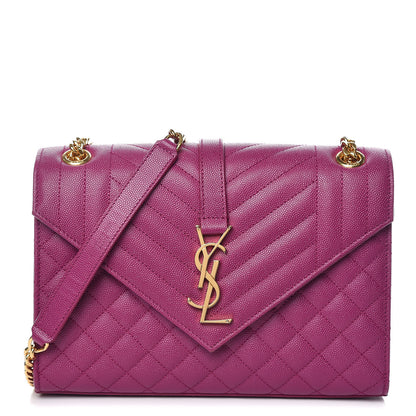 Saint Laurent Grain De Poudre Medium Tri-Quilt Monogram Satchel Purple 1 of 9