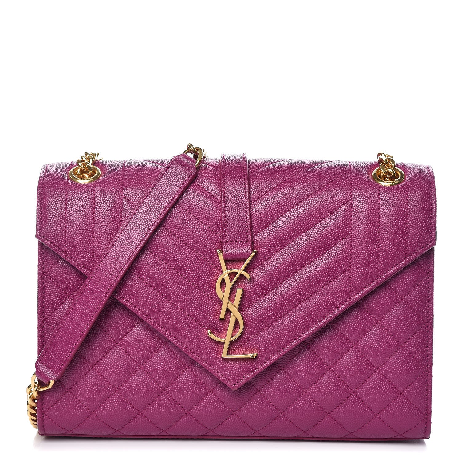Saint Laurent Grain De Poudre Medium Tri-Quilt Monogram Satchel Purple 1 of 9