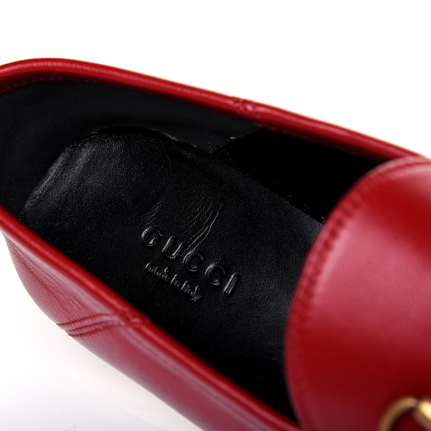 Gucci Lambskin Womens Brixton Horsebit Loafers 37.5 Hibiscus Red 10 of 12