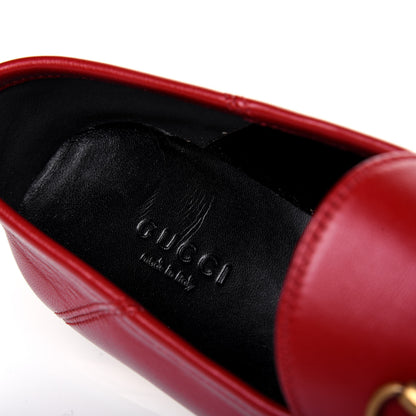 Gucci Lambskin Womens Brixton Horsebit Loafers 37.5 Hibiscus Red 10 of 12