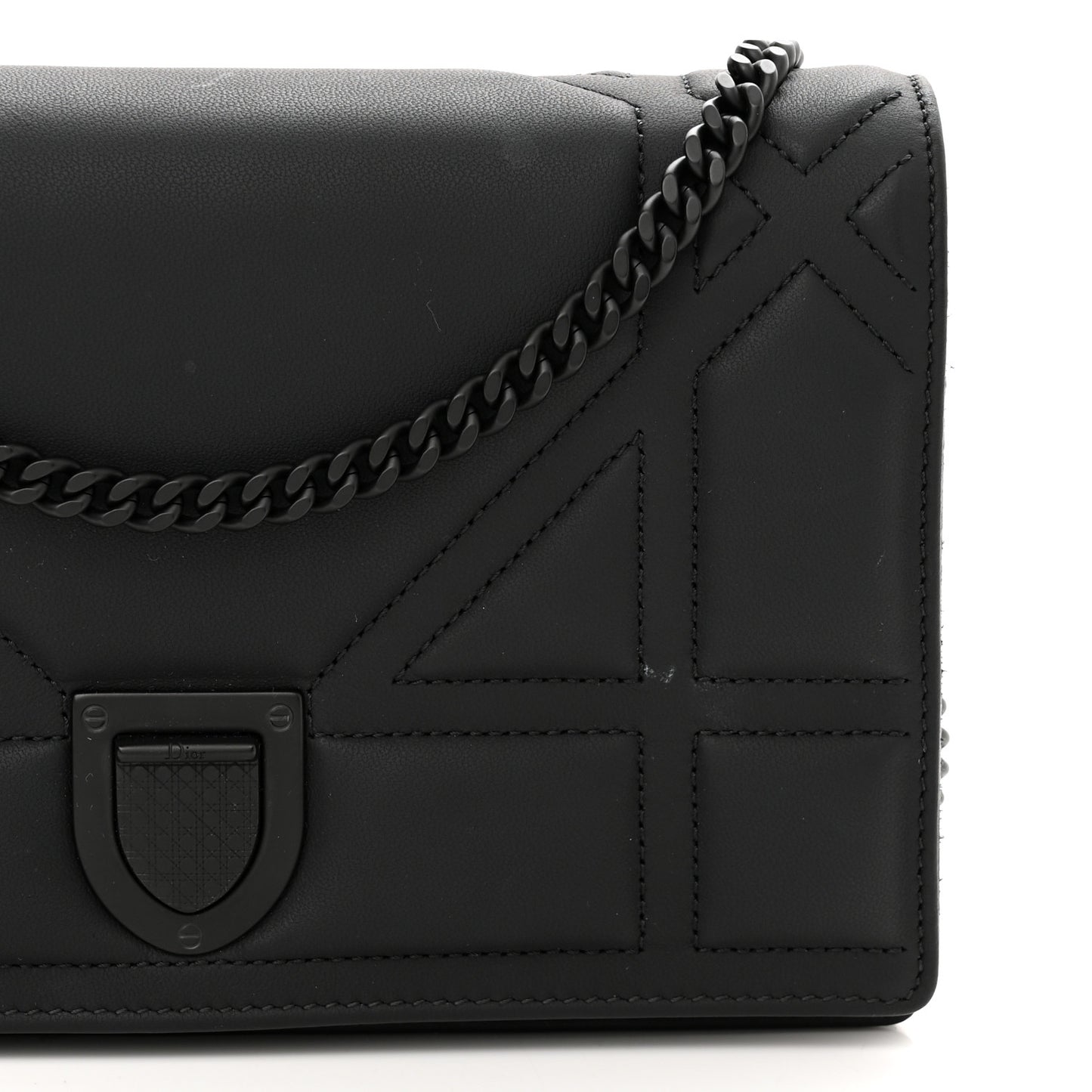 Ultra Matte Calfskin Diorama Wallet on Chain Pouch Black