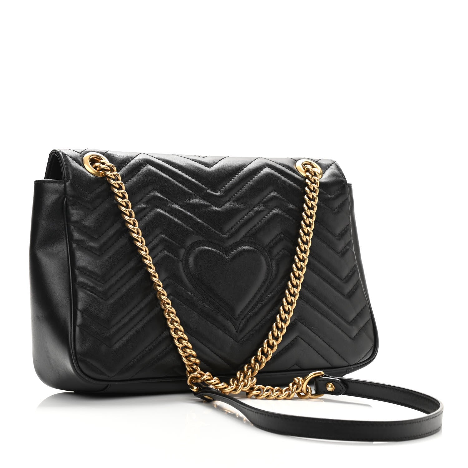 Gucci Calfskin Matelasse Medium GG Marmont Shoulder Bag Black 3 of 11