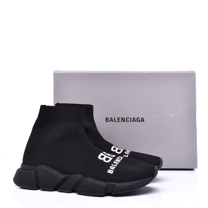 Balenciaga Neoprene Knit Logo Womens Speed Sneakers 39 Black 8 of 8