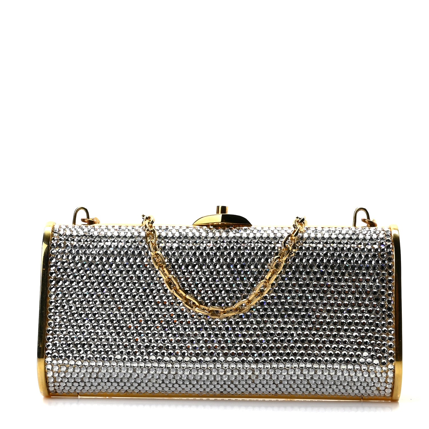Judith Leiber Swarovski Crystal Minaudiere Clutch Gold 1 of 6