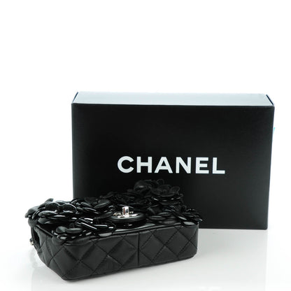 Chanel Lambskin Patent Mini Camellia Flap Black 5 of 9