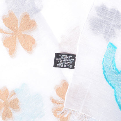 Chanel Linen Cotton Wool CC Clover Scarf White 5 of 5