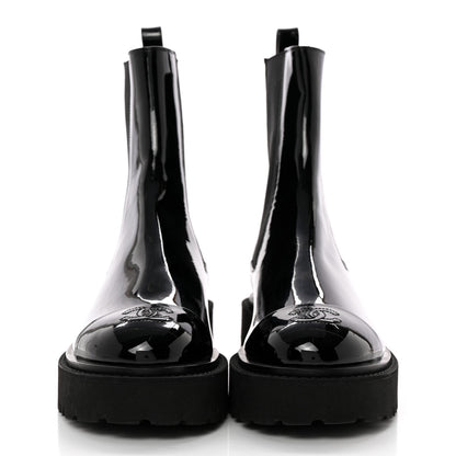 Chanel Patent Cap Toe Short Boots 37 Black 2 of 14
