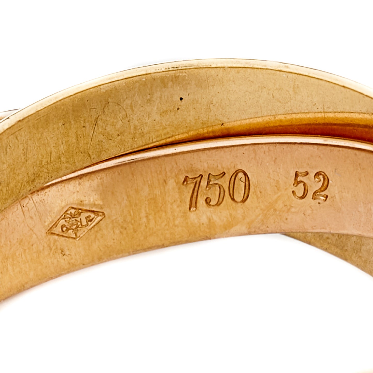 18K Pink Yellow White Gold Classic Les Must De Cartier Trinity Ring 52 6