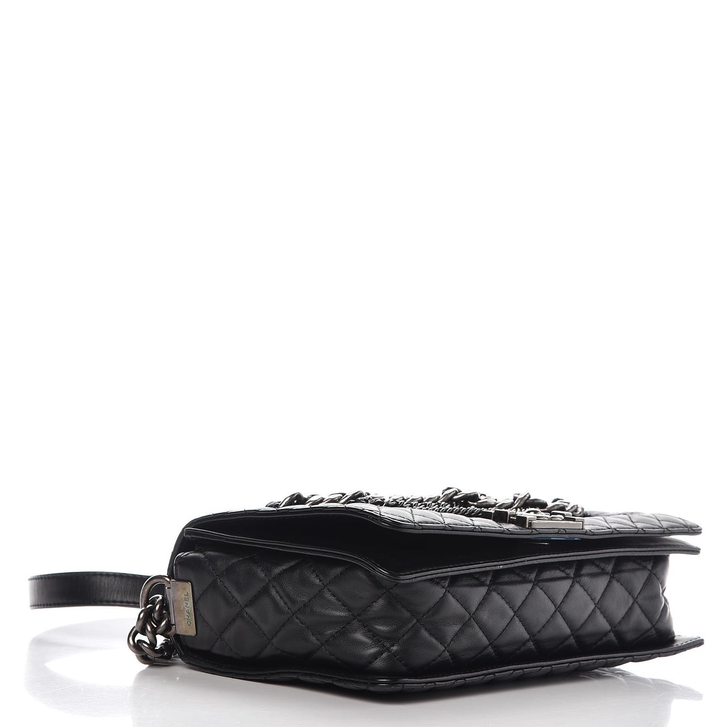 Calfskin Enchained New Medium Boy Flap Black