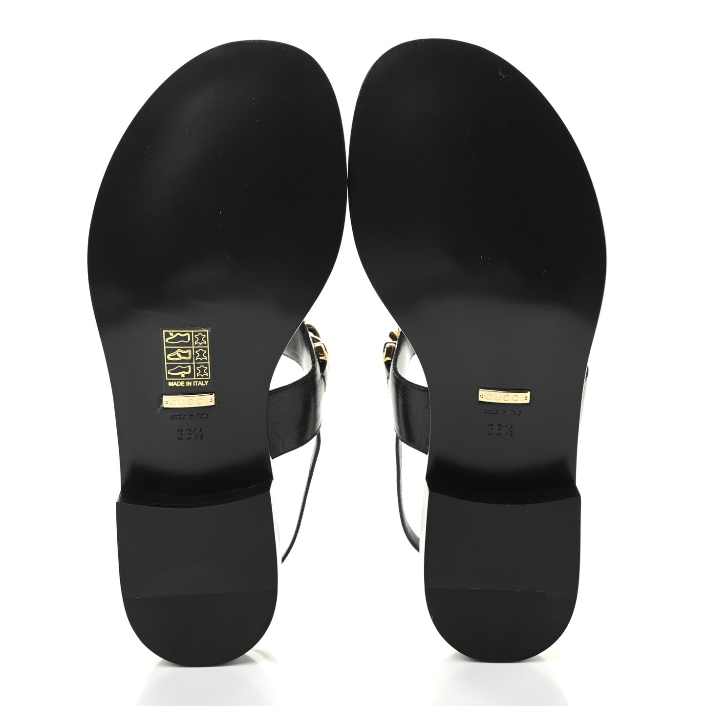 Calfskin Chain Thong Sandals 36.5 Black