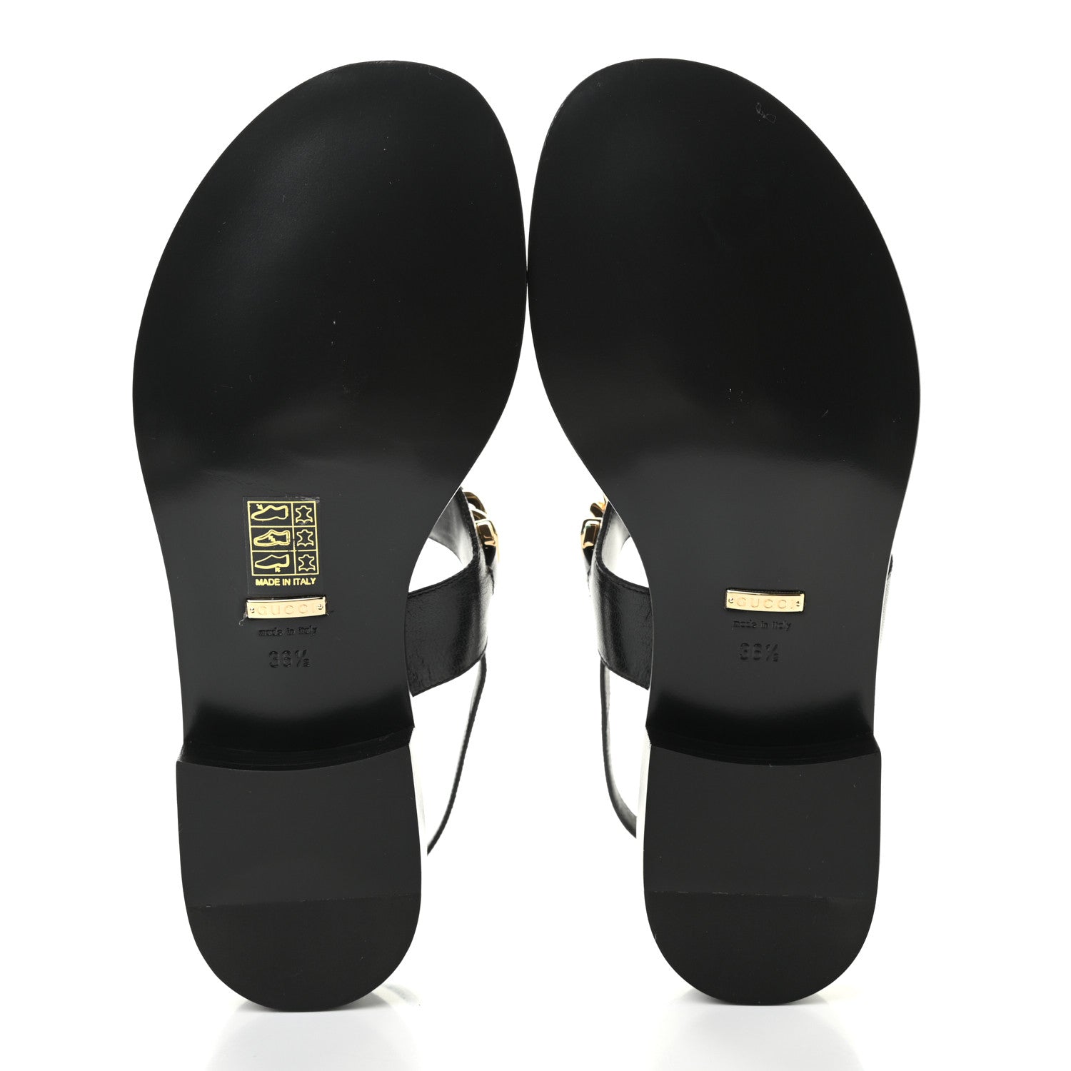 Gucci Calfskin Chain Thong Sandals 36.5 Black 5 of 7
