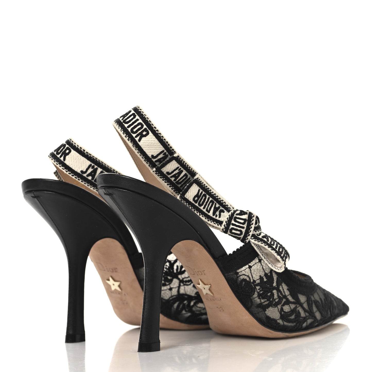 Mesh Butterly Embroidered J'Adior Slingback 100mm Pumps 39 Black