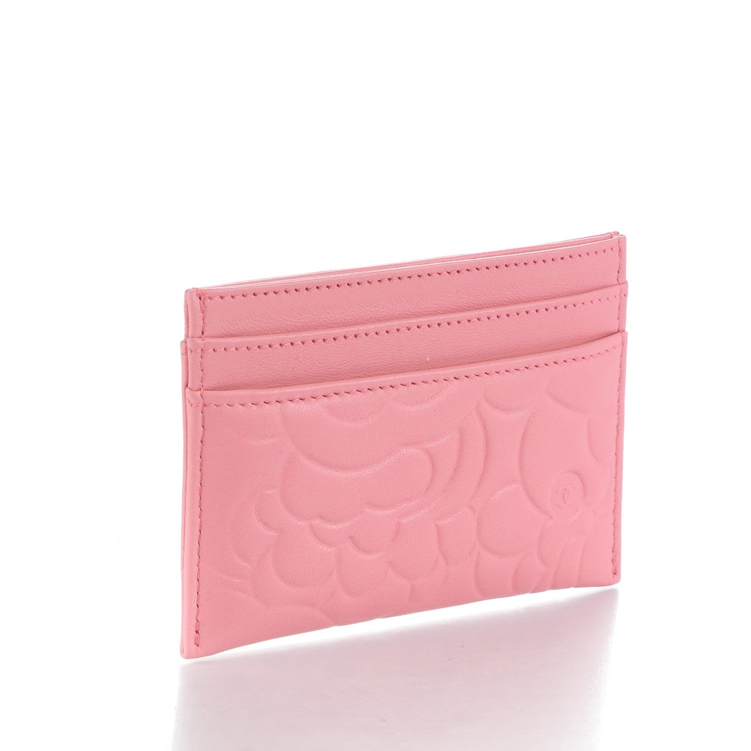 Chanel Lambskin Camellia Embossed Card Holder Pink 3 of 8