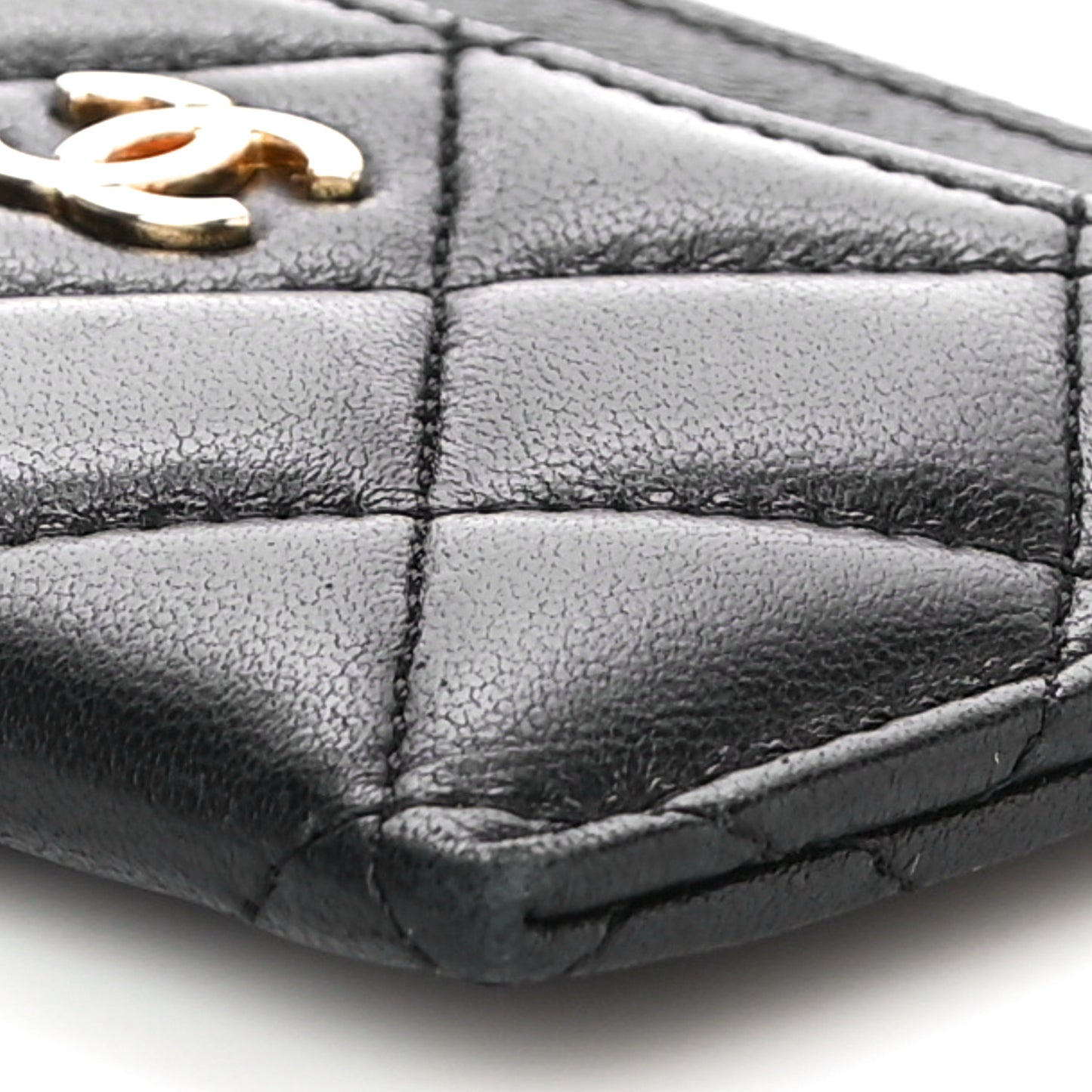 Lambskin Quilted Card Holder Black