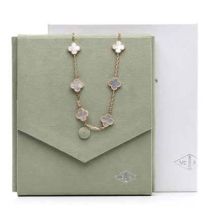 Van Cleef & Arpels 18K Yellow Gold Mother of Pearl 10 Motifs Vintage Alhambra Necklace 6 of 6