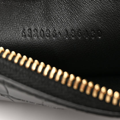 Alexander McQueen Calfskin Crocodile Embossed Skull Zip Wallet Card Holder Black 7 of 9