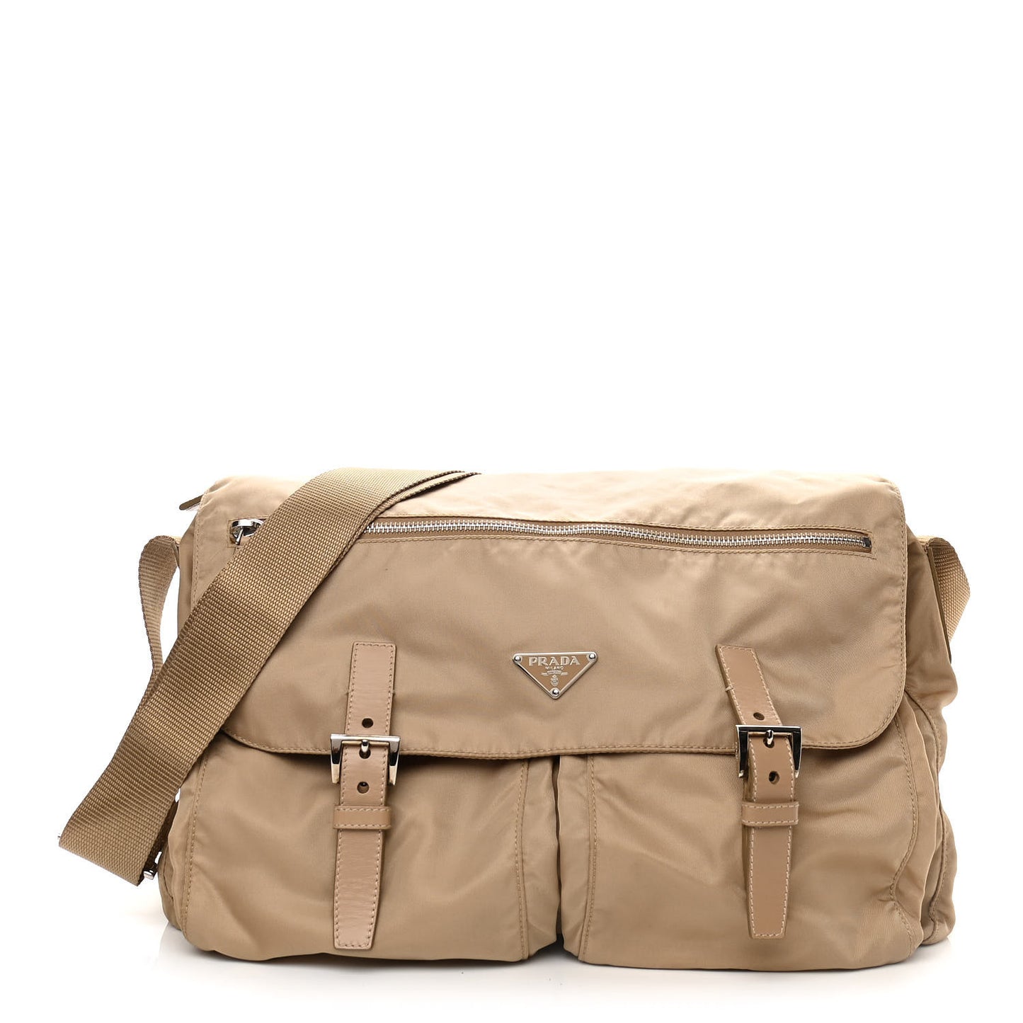 Tessuto Nylon Vela Messenger Bag Beige