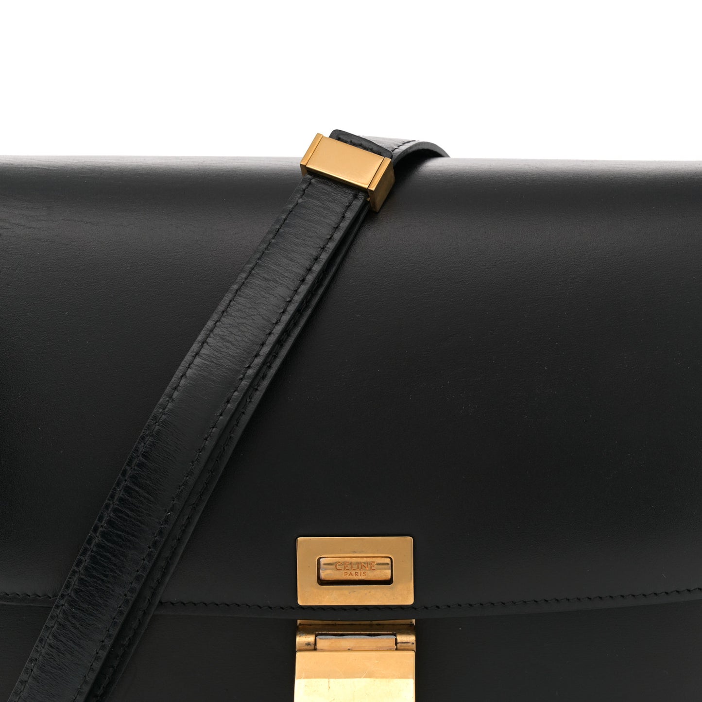 Box Calfskin Medium Classic Box Flap Bag Black