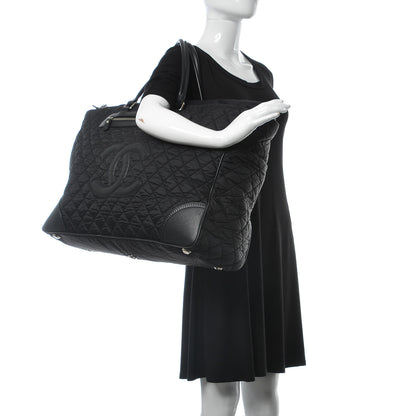 Chanel Nylon Quilted Calfskin Large CC Tote Bag Black 2 of 14