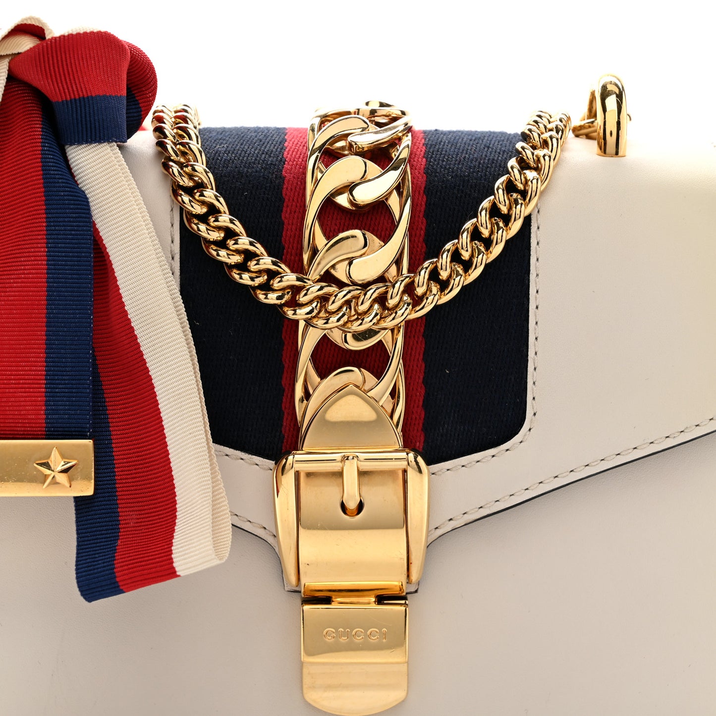 Calfskin Mini Sylvie Chain Shoulder Bag White
